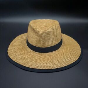 Eric Javits Sun Crest Packable Hybrid Fedora Hat | Natural/Black Trim | One Size